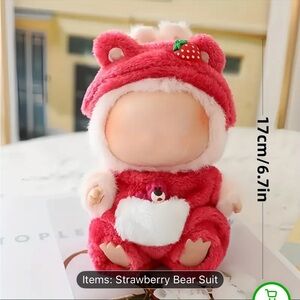 Adorable Labubu Pink Strawberry Plush Outfit